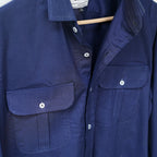 Navy Blue Double Pocket Linen Shirt