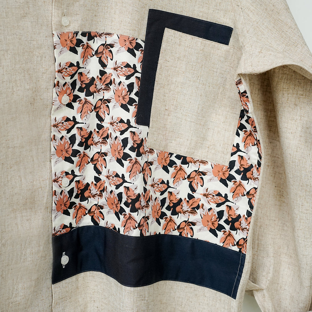 Marble Cotton Linen Front Panel Shirt