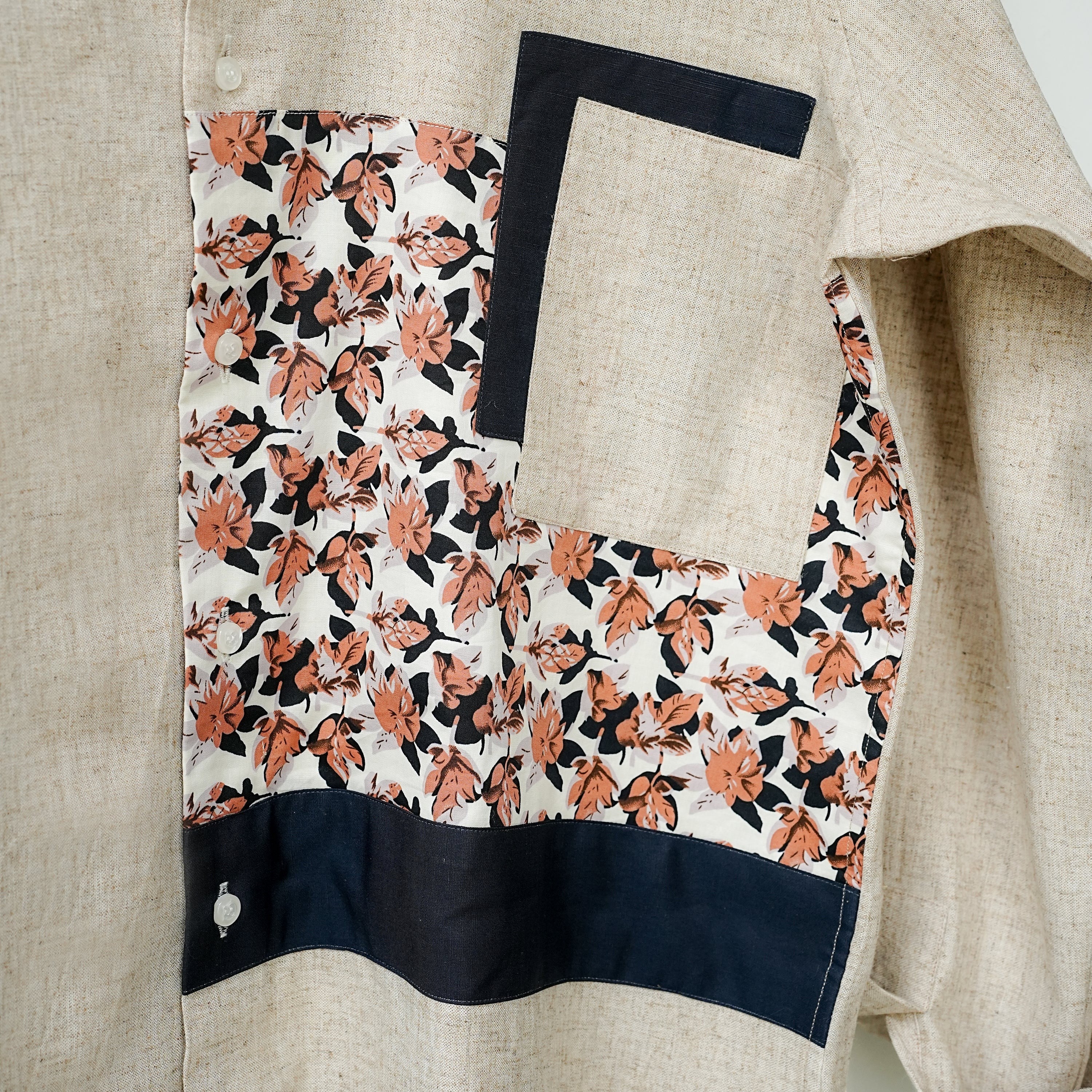 Marble Cotton Linen Front Panel Shirt