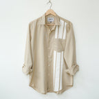 Light Coffee Cotton Linen Front Panel Shirt