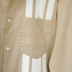 Light Coffee Cotton Linen Front Panel Shirt