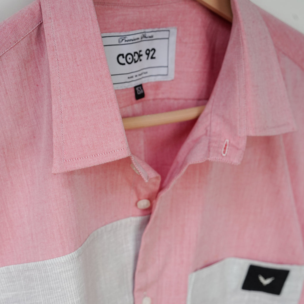 Pink Cotton Linen Front Panel Shirt