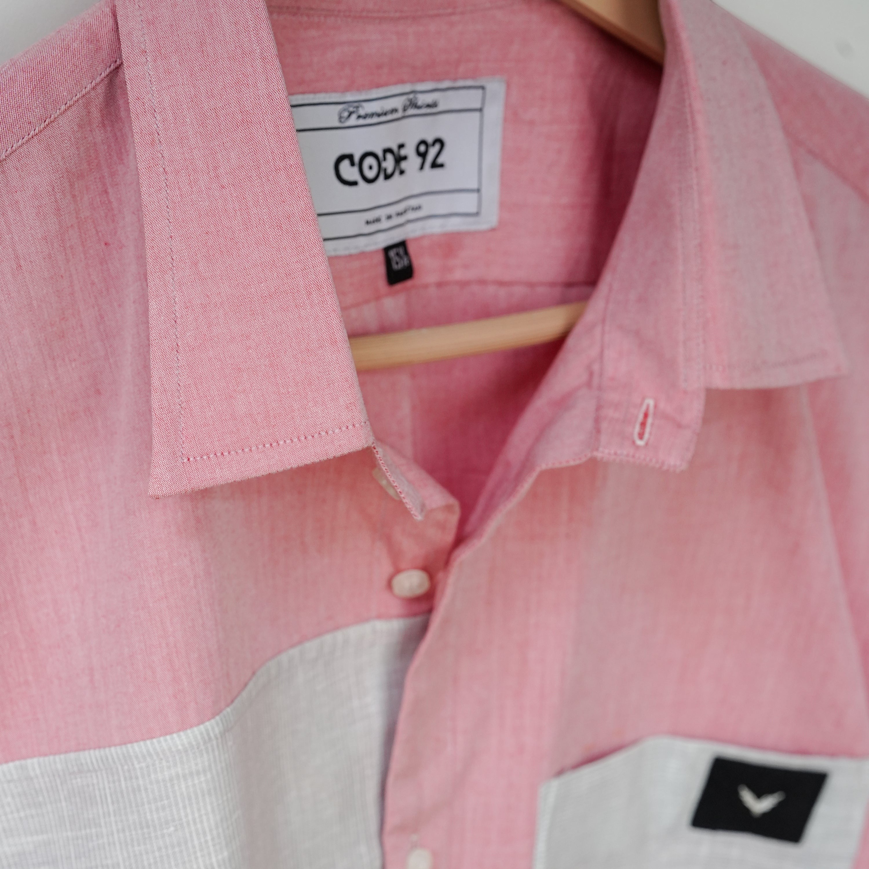 Pink Cotton Linen Front Panel Shirt