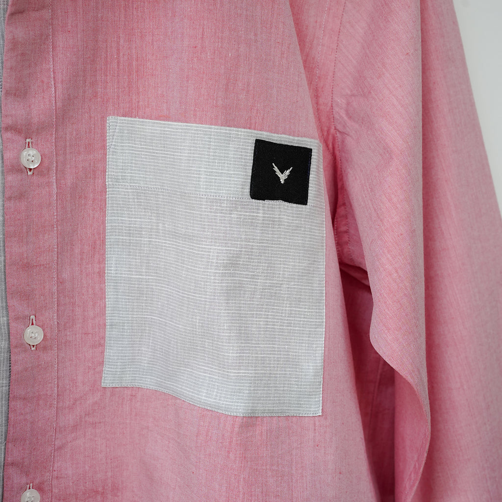 Pink Cotton Linen Front Panel Shirt
