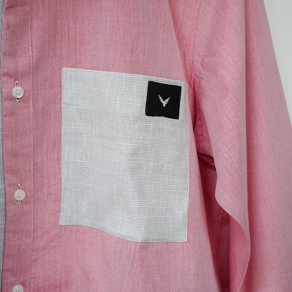Pink Cotton Linen Front Panel Shirt