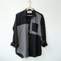 Black Cotton Linen Front Panel Shirt
