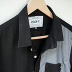 Black Cotton Linen Front Panel Shirt