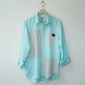 Aqua Cotton Linen Front Panel Shirt
