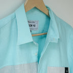 Aqua Cotton Linen Front Panel Shirt
