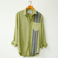 Lime Green Front Panel Cotton Linen Shirt