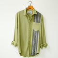 Lime Green Front Panel Cotton Linen Shirt