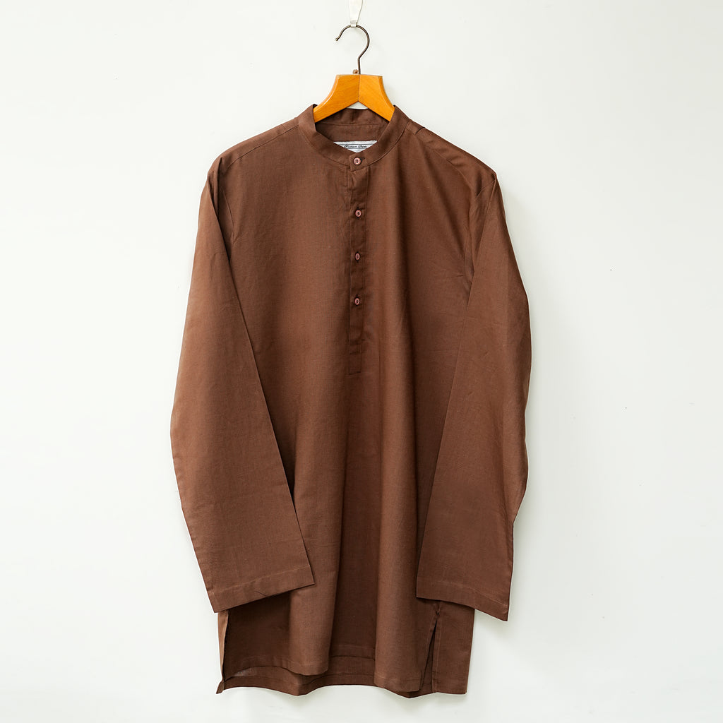 Brown Linen Short Kurta