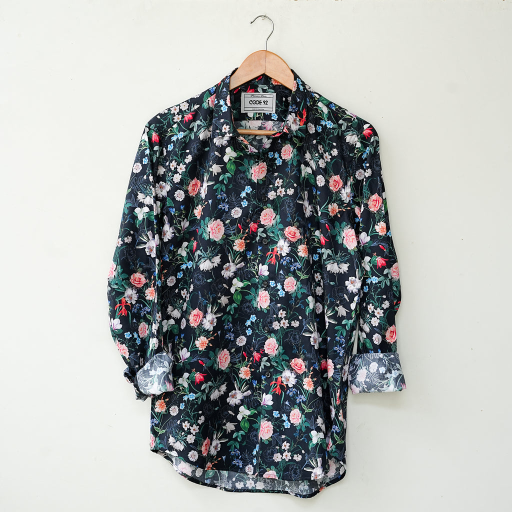 Green Floral Printed Shirt
