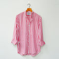 Red Striped Cotton Linen Shirt