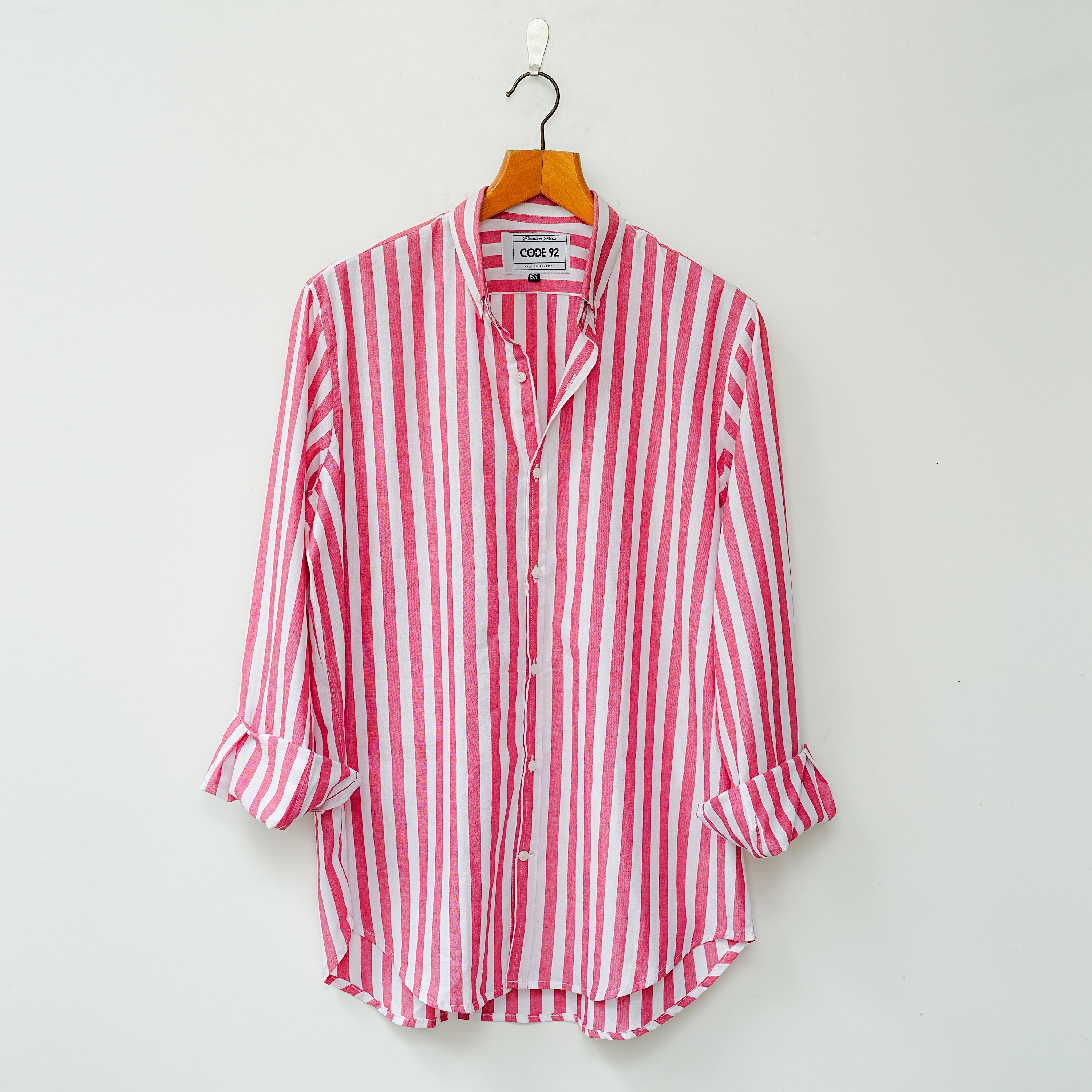 Red Striped Cotton Linen Shirt