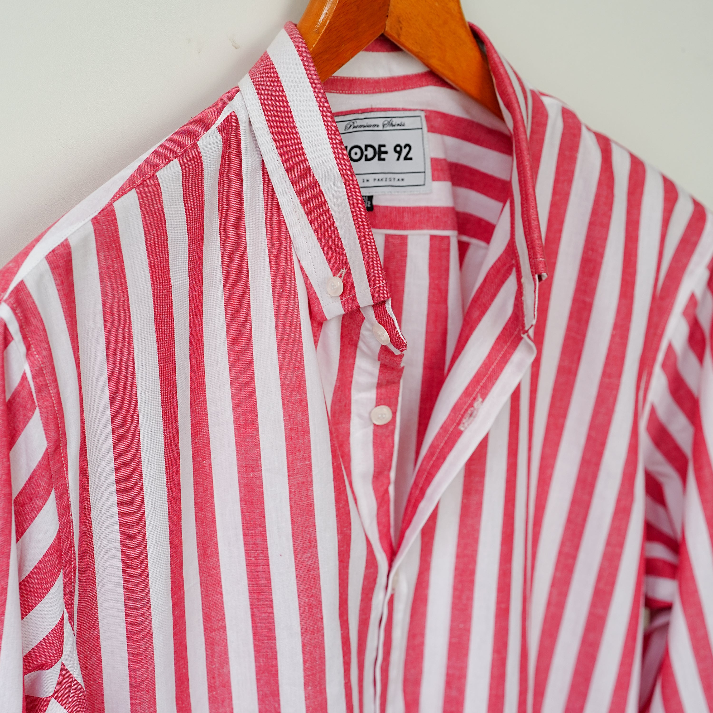 Red Striped Cotton Linen Shirt