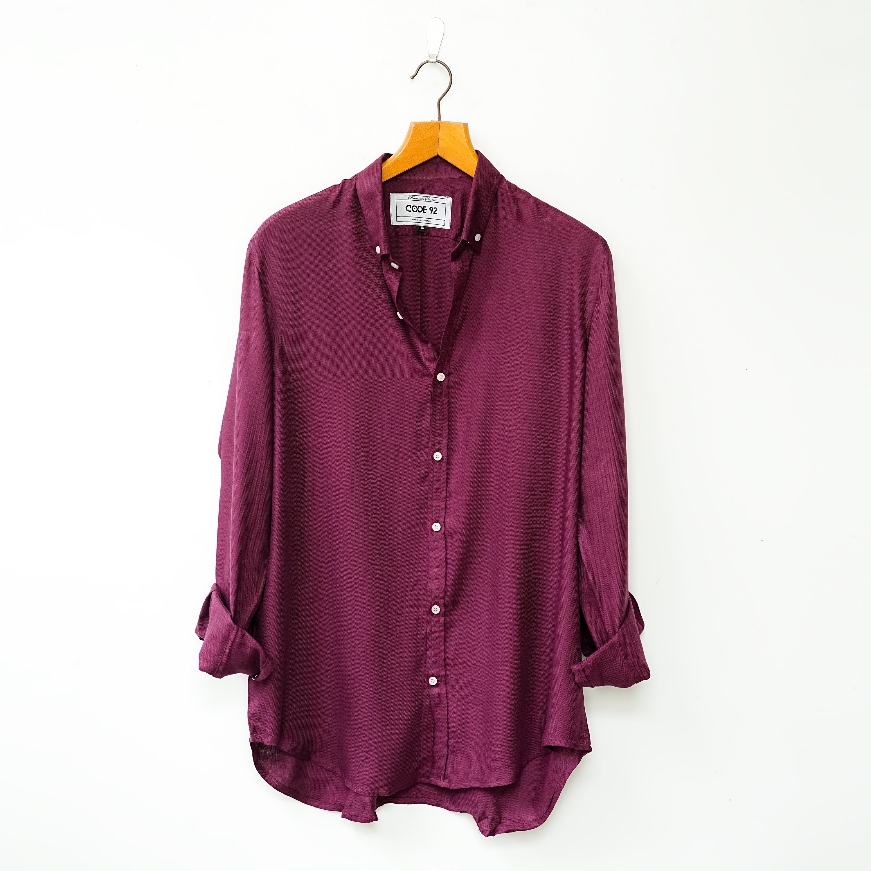 Maroon Herringbone Cotton Linen Shirt