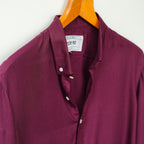 Maroon Herringbone Cotton Linen Shirt
