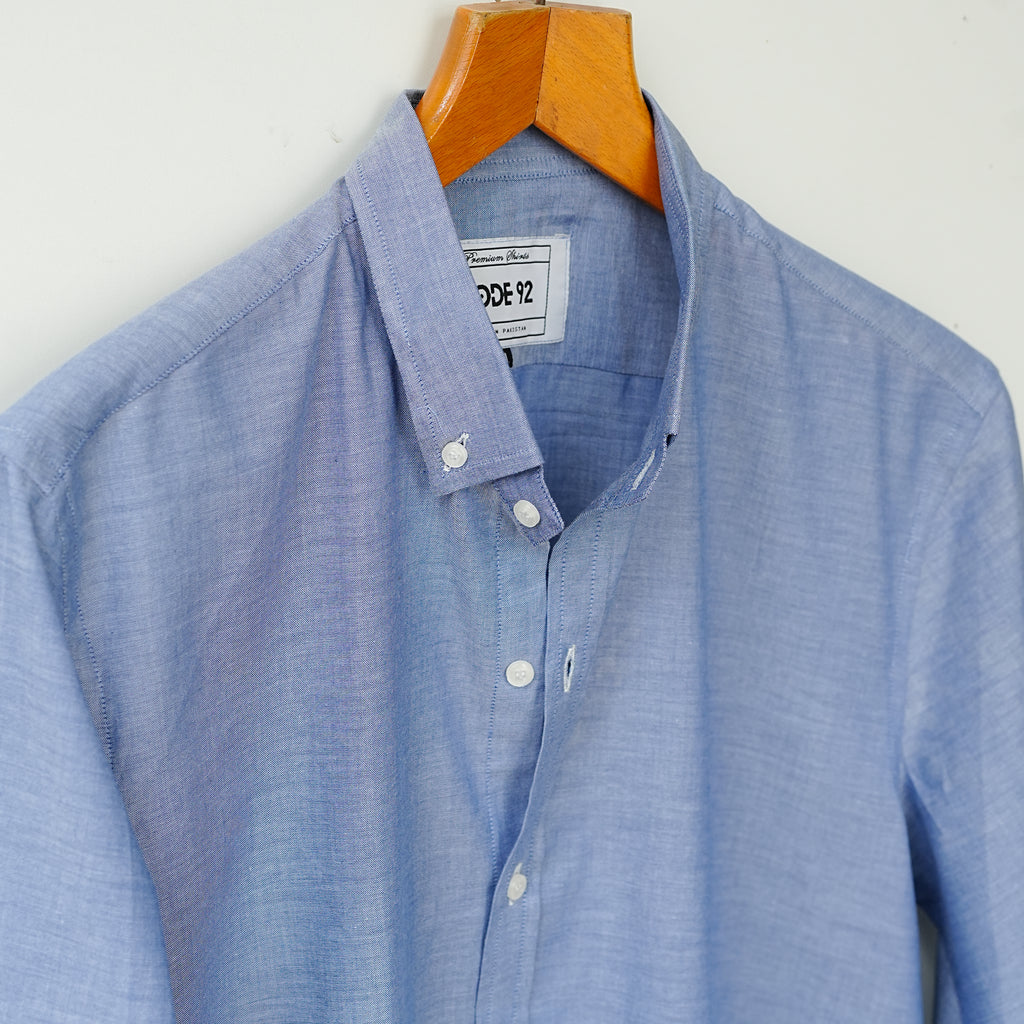 Ice Blue Cotton Linen Shirt