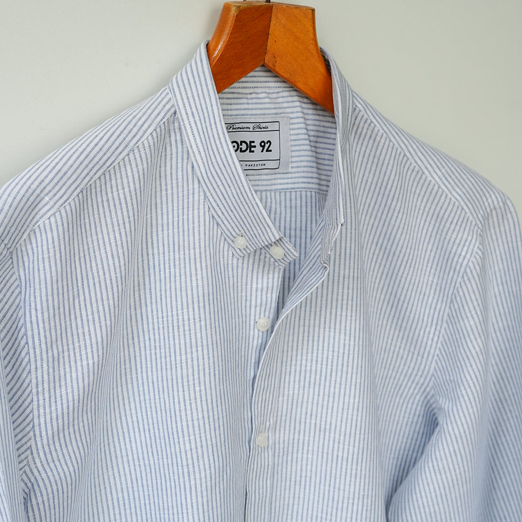 Signature Light Blue Striped Linen Shirt