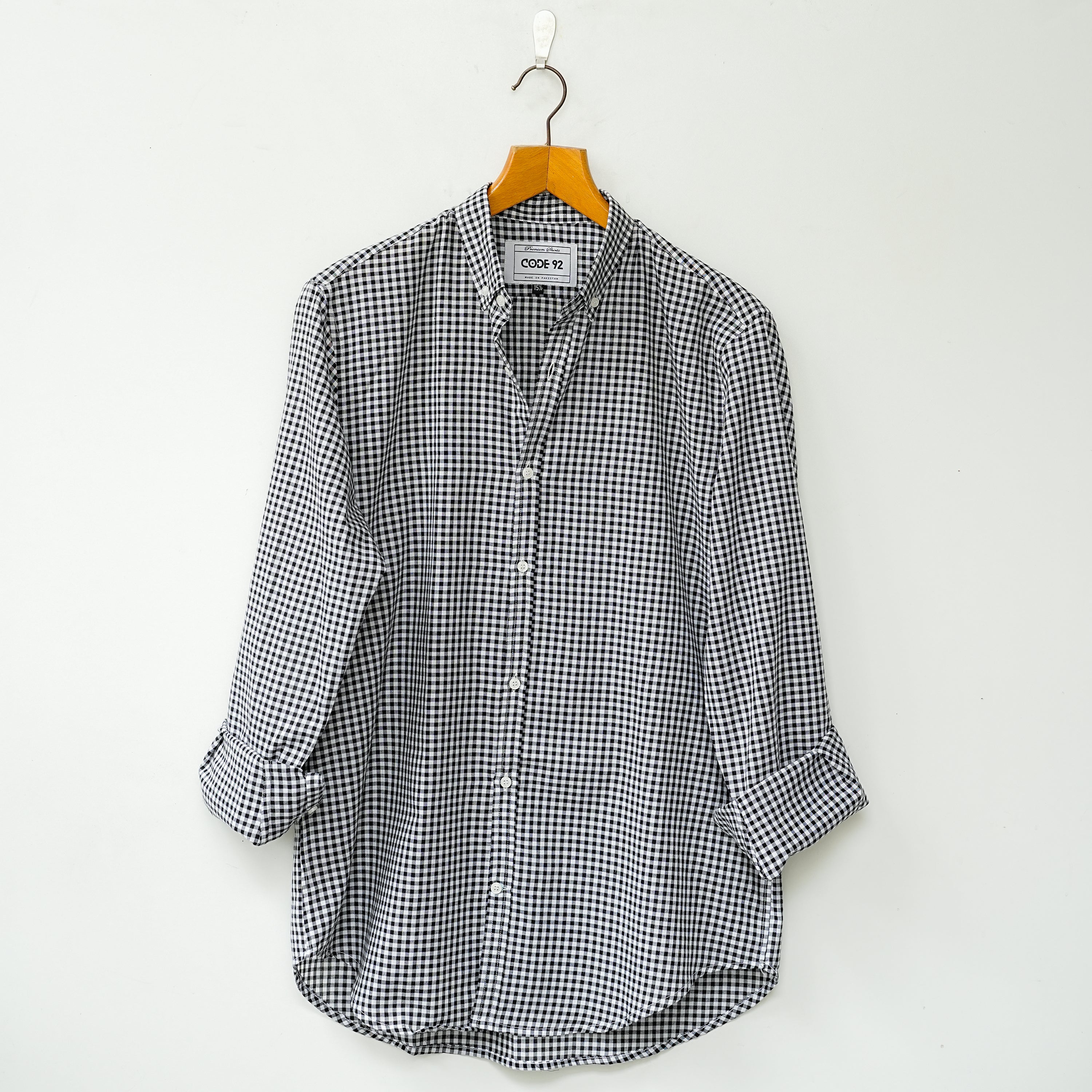 Black Linen Signature Checkered Shirt