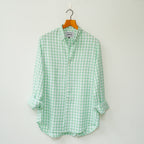 Green & White Checkered Linen Shirt