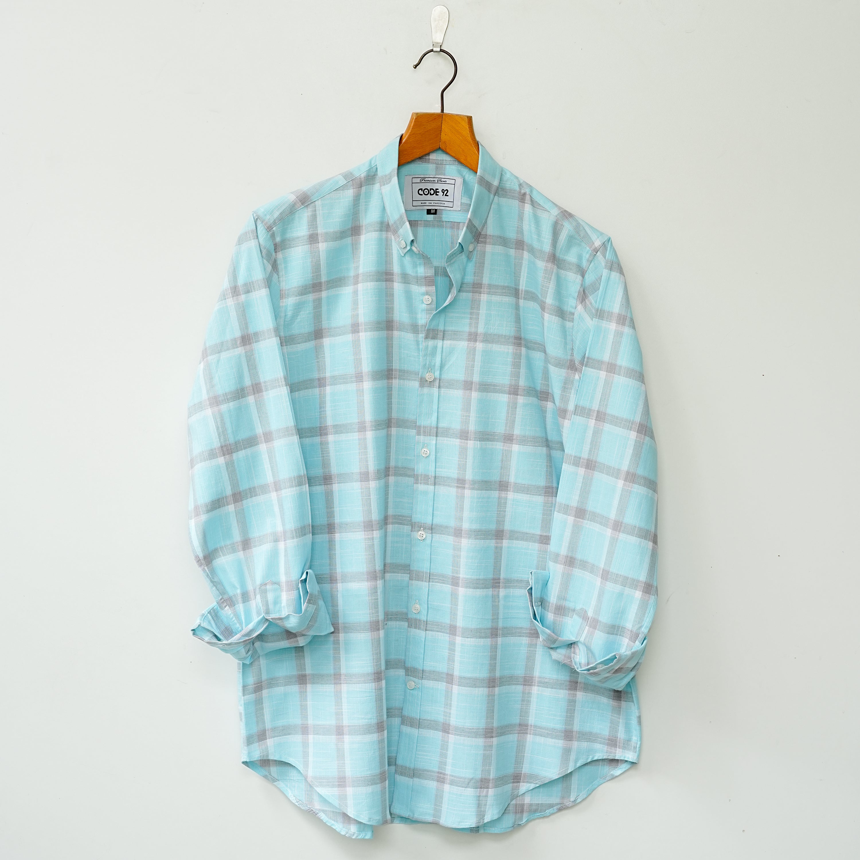Aqua & Grey Checkered Shirt