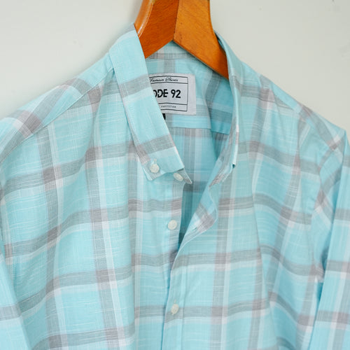 Aqua & Grey Checkered Shirt