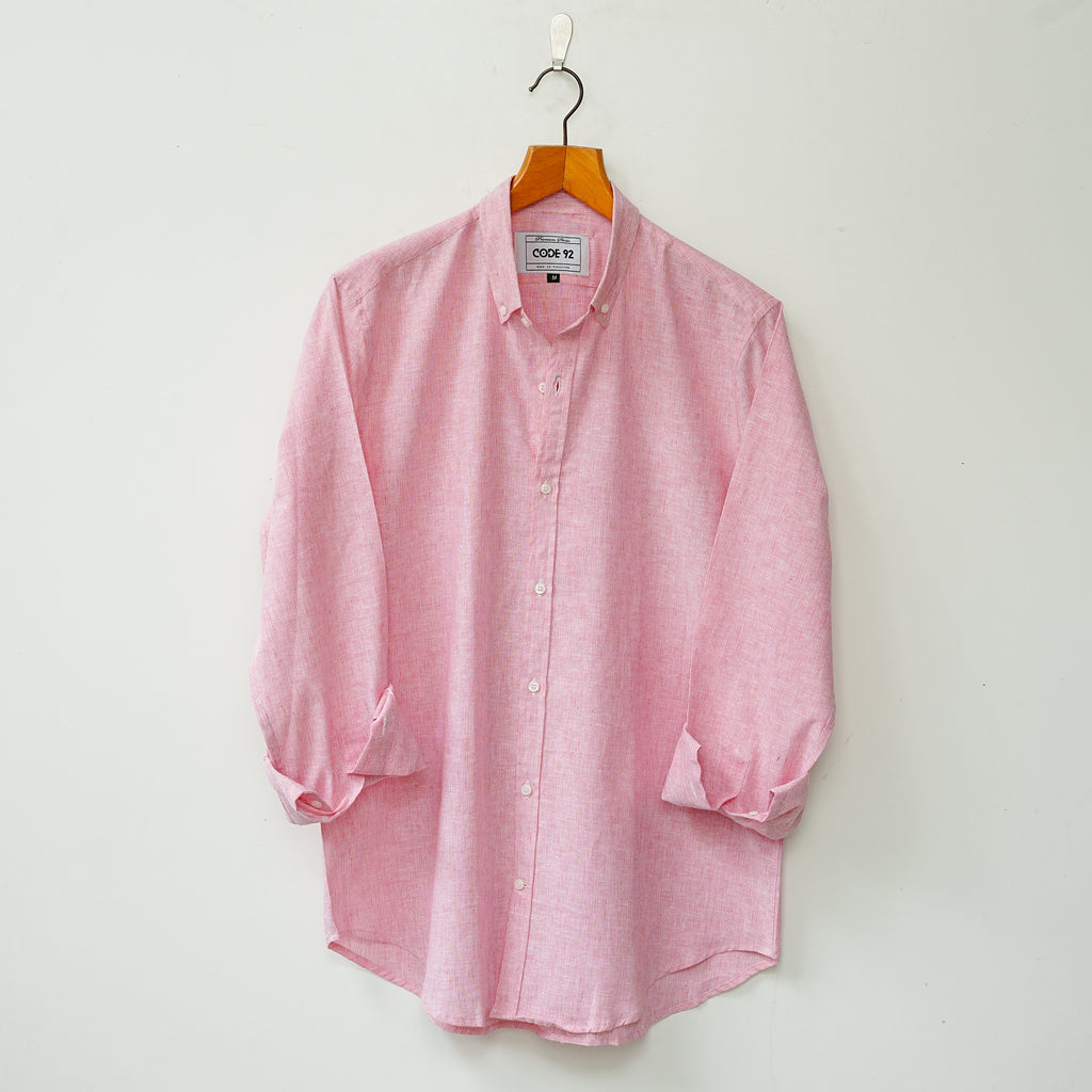 Powder Pink Micro Striped Linen Shirt