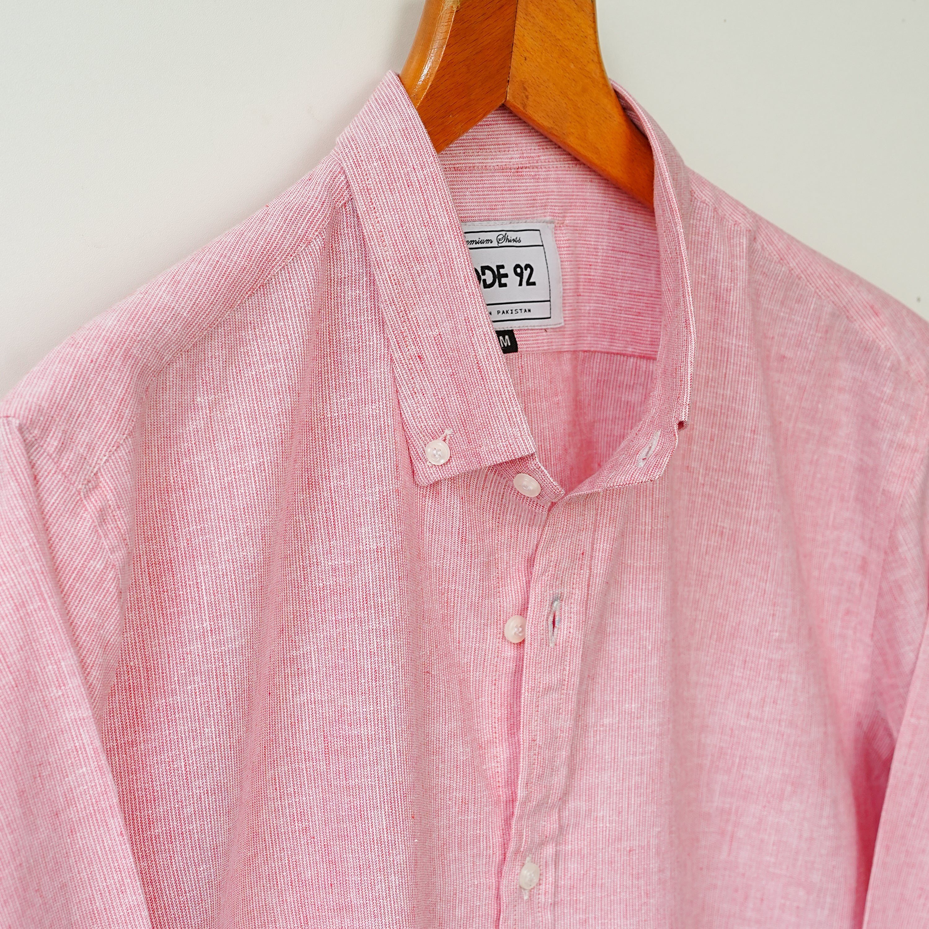 Powder Pink Micro Striped Linen Shirt