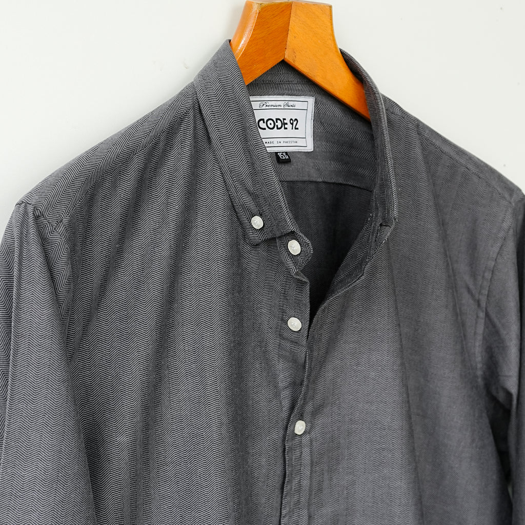 Herringbone Grey Cotton Shirt