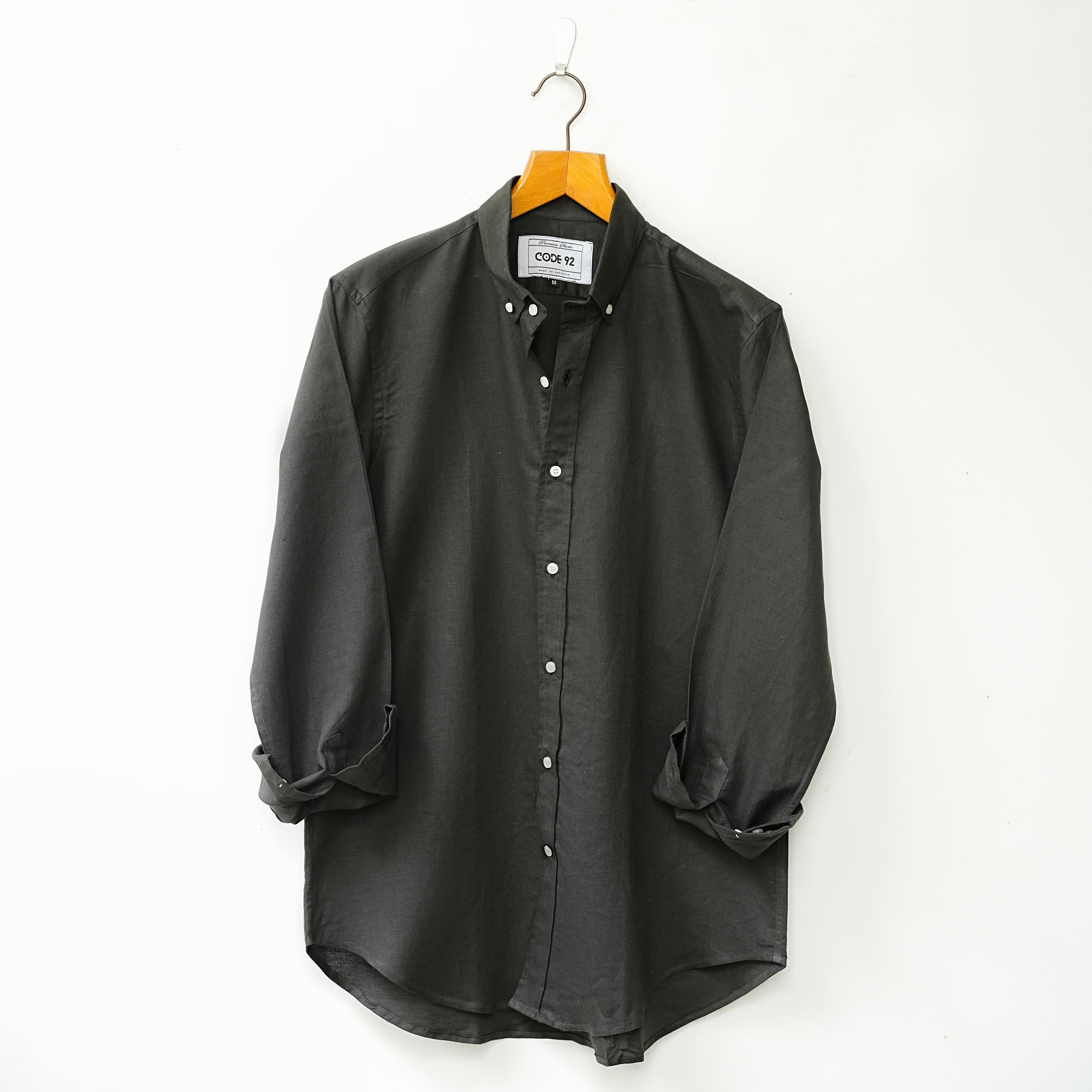 Black Button-Down Linen Shirt