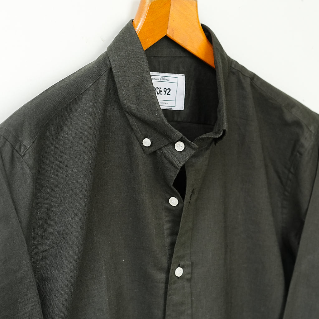 Black Button-Down Linen Shirt