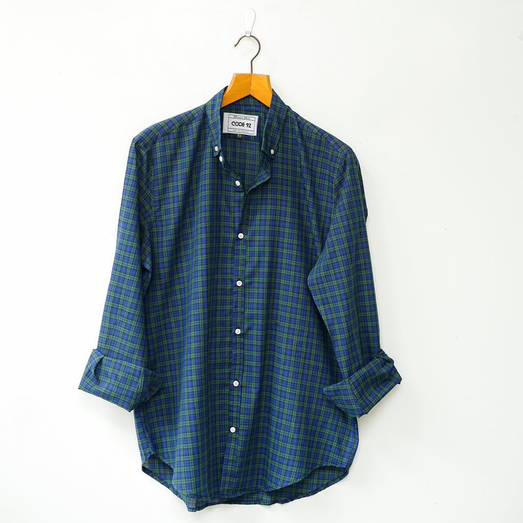 Macro Green & Blue Checkered Linen Shirt