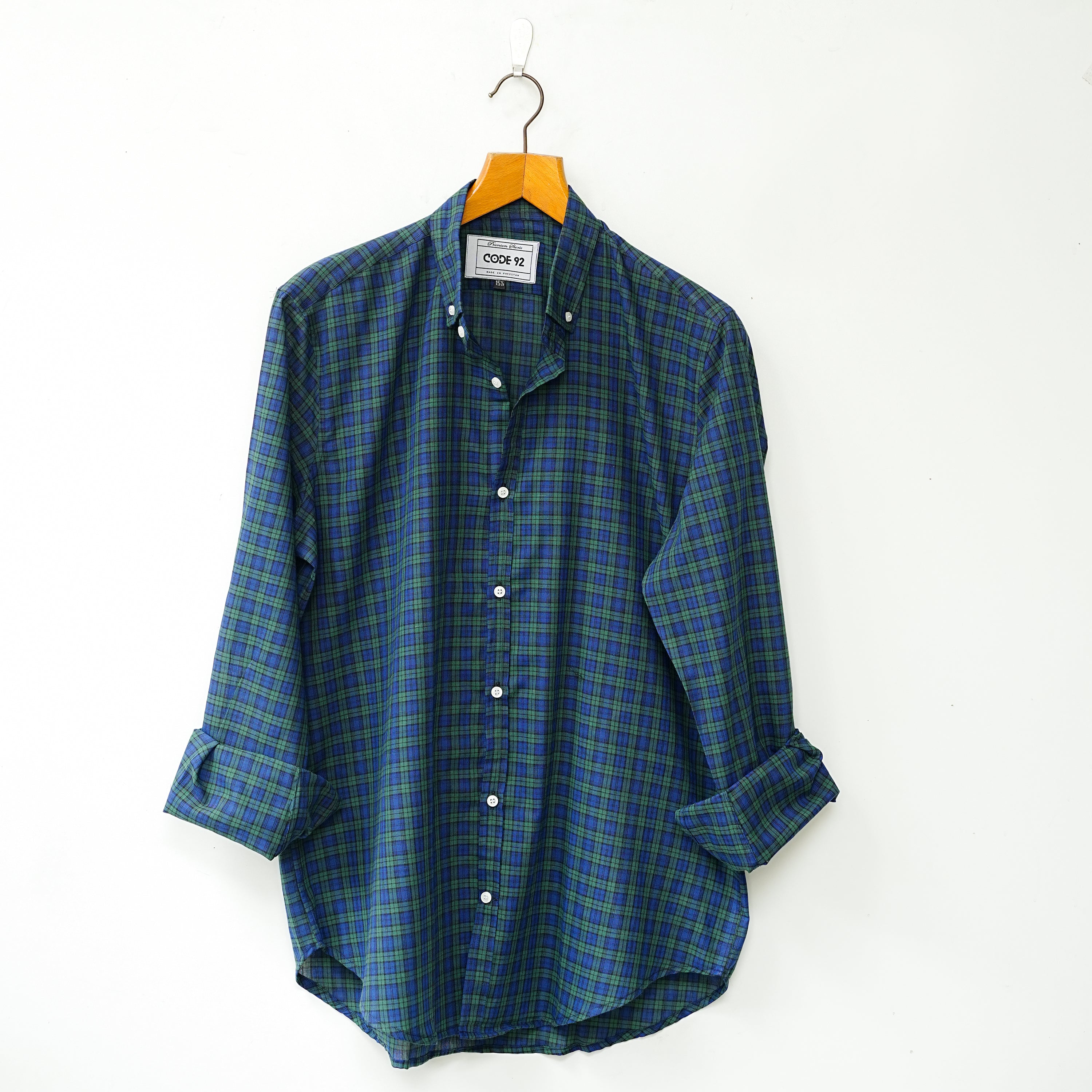 Macro Green & Blue Checkered Linen Shirt