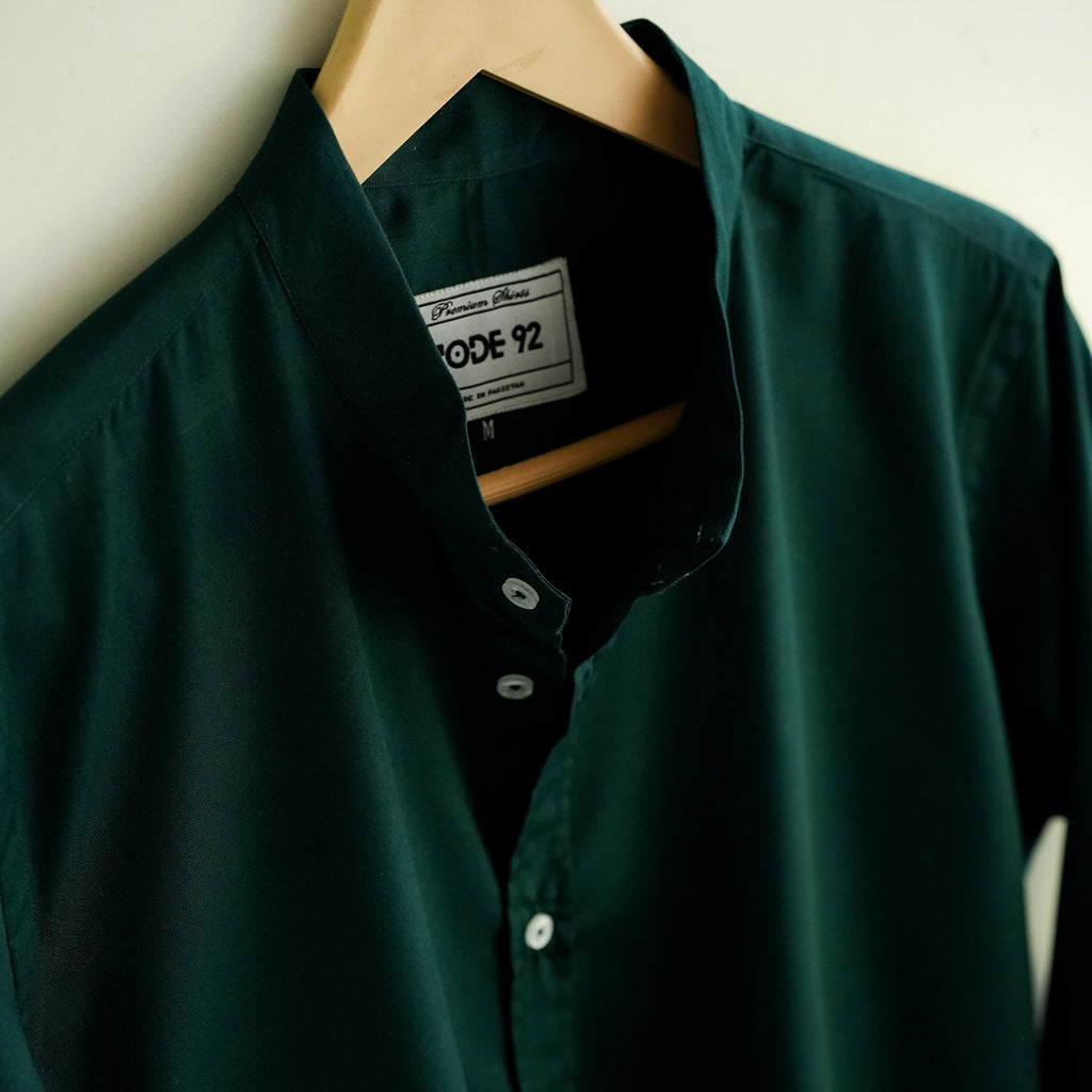 Bottle Green Patch Cotton Shirt