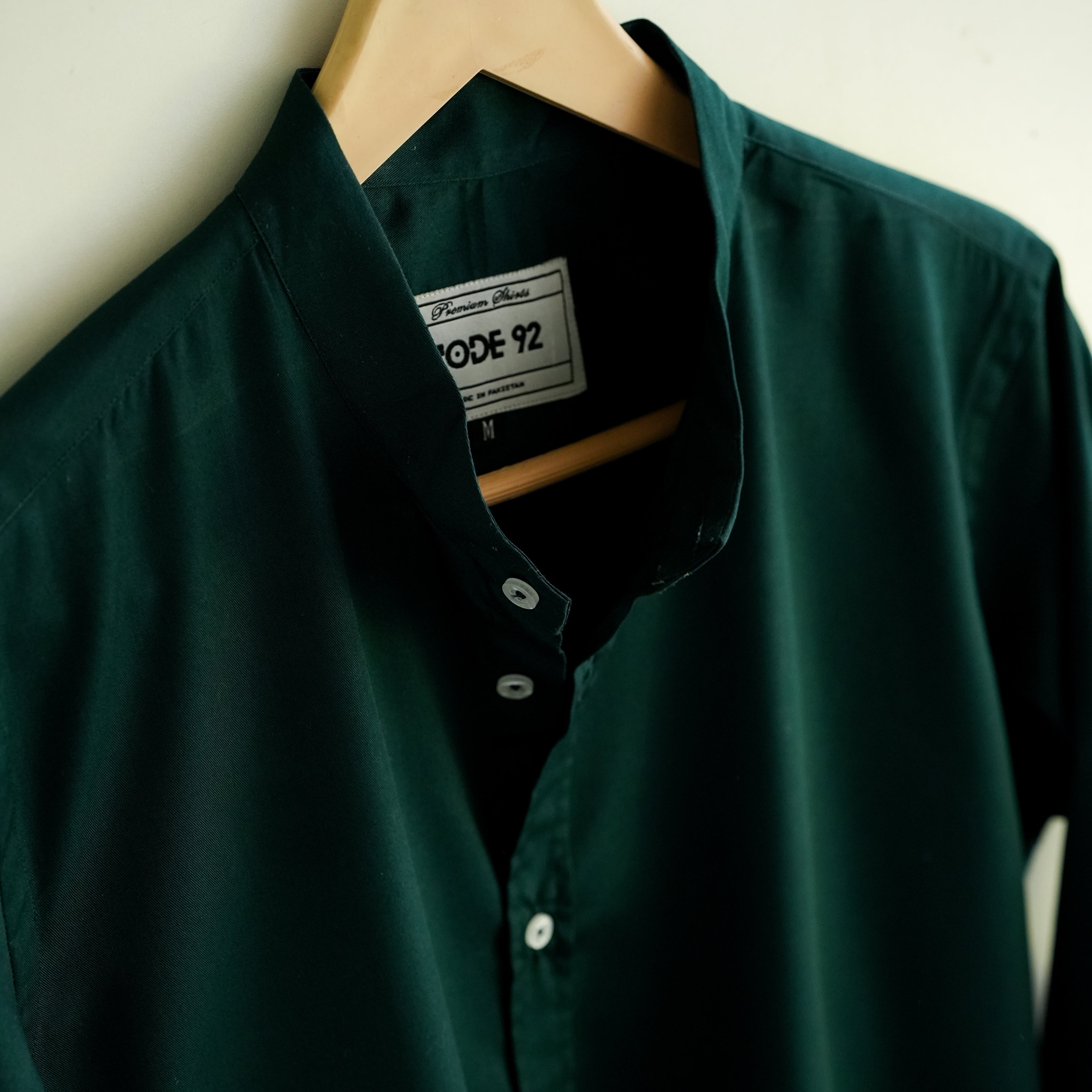Bottle Green Patch Cotton Shirt