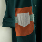 Bottle Green Patch Cotton Shirt