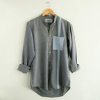 Grey Cotton Pin Dot Pocket Shirt