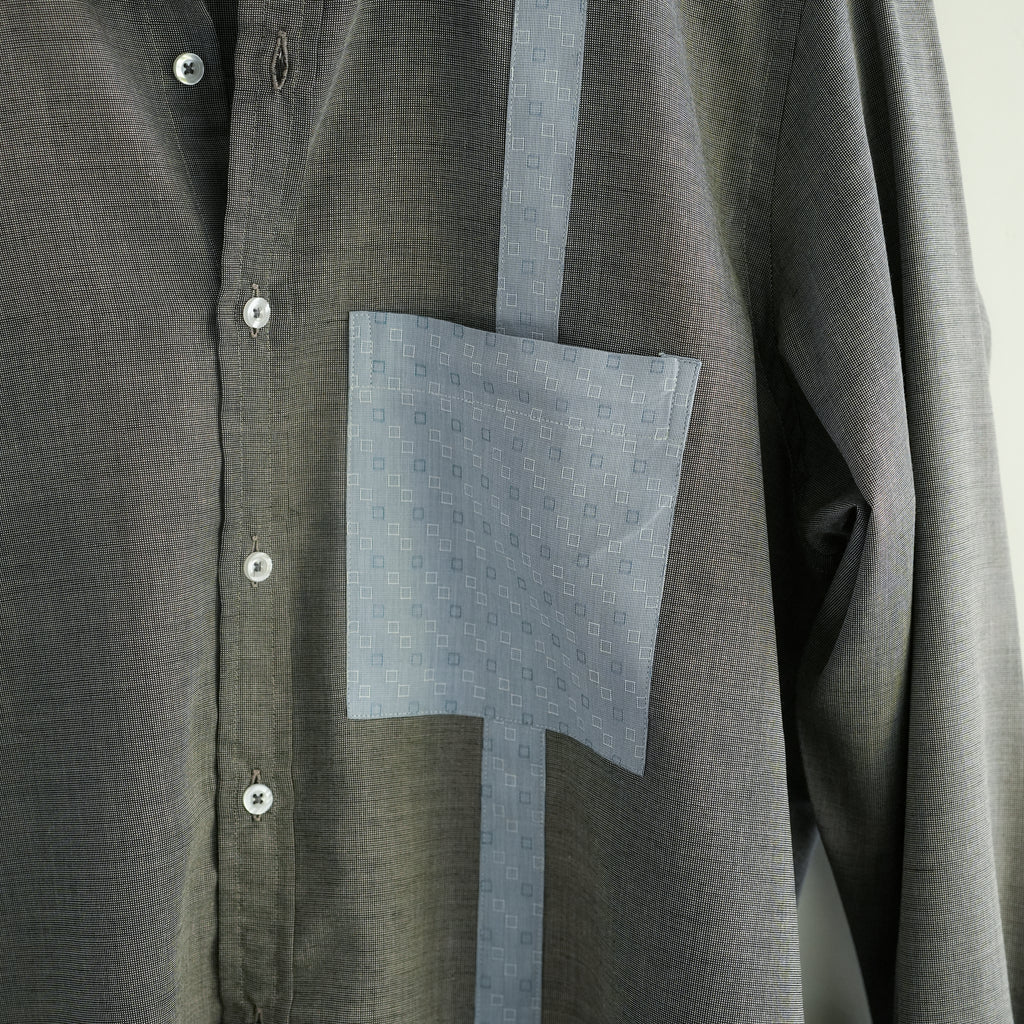 Grey Cotton Pin Dot Pocket Shirt
