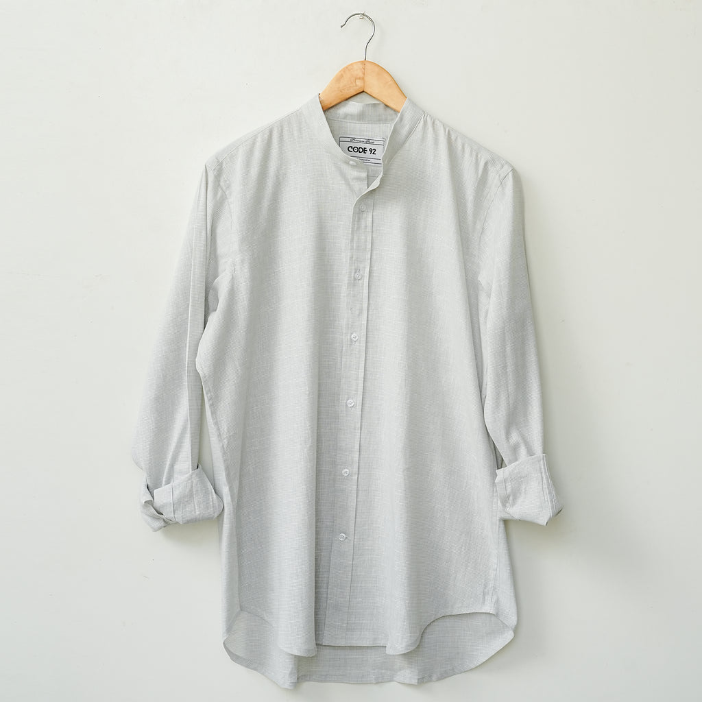 Ash Grey Micro Lines Linen Shirt