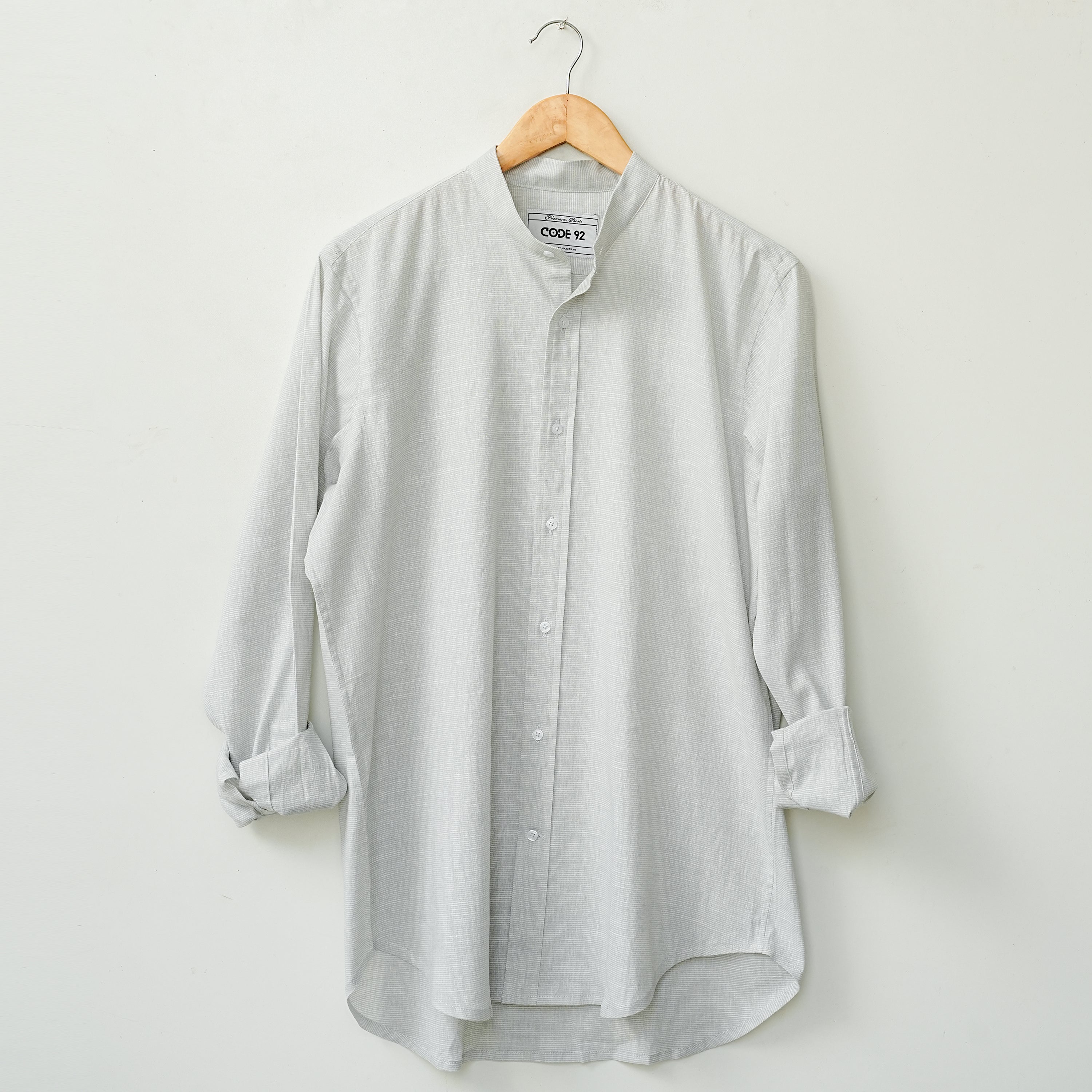 Ash Grey Micro Lines Linen Shirt