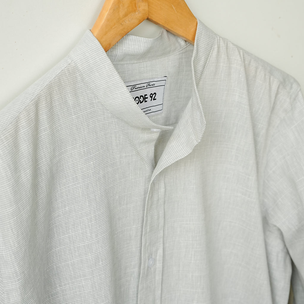Ash Grey Micro Lines Linen Shirt