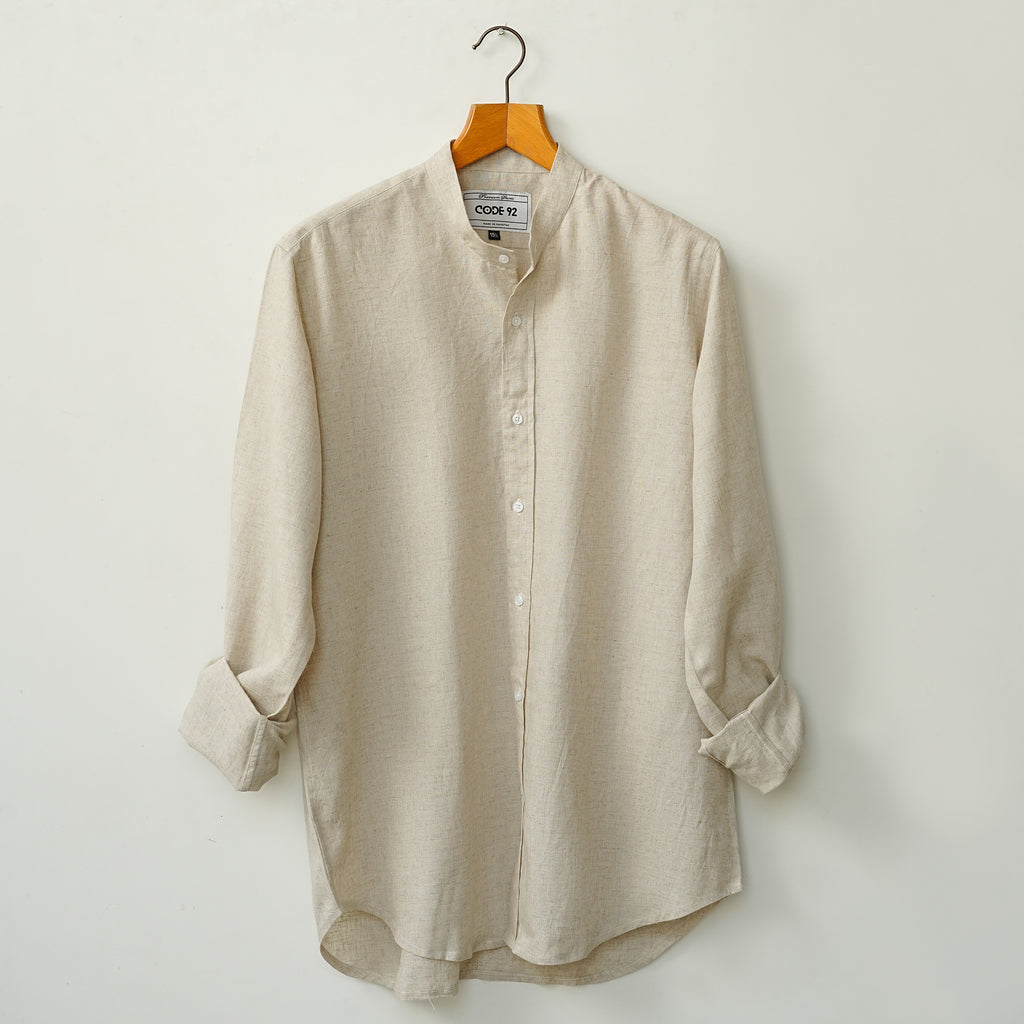 Cream Marble Linen Shirt