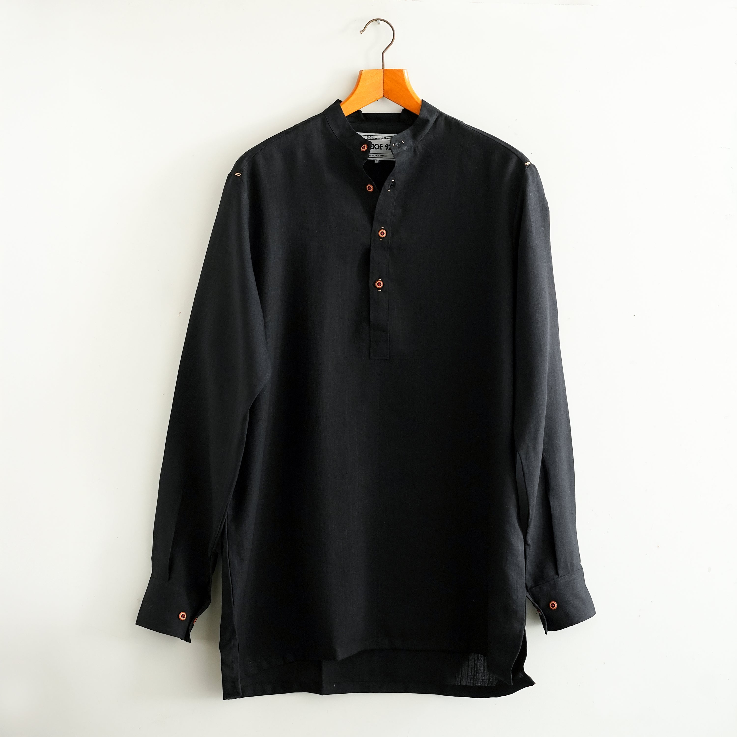 Black Linen Short Kurta