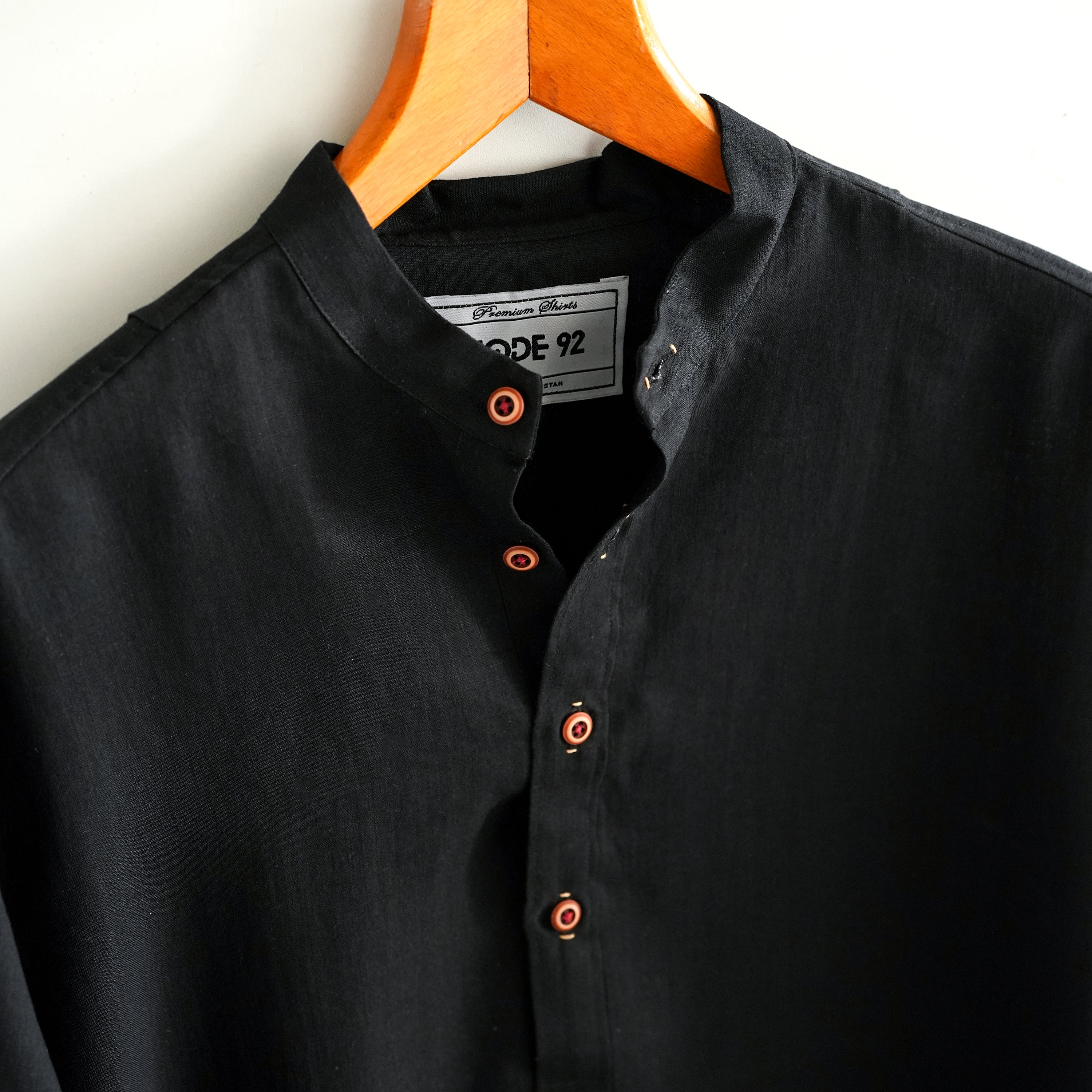 Black Linen Short Kurta