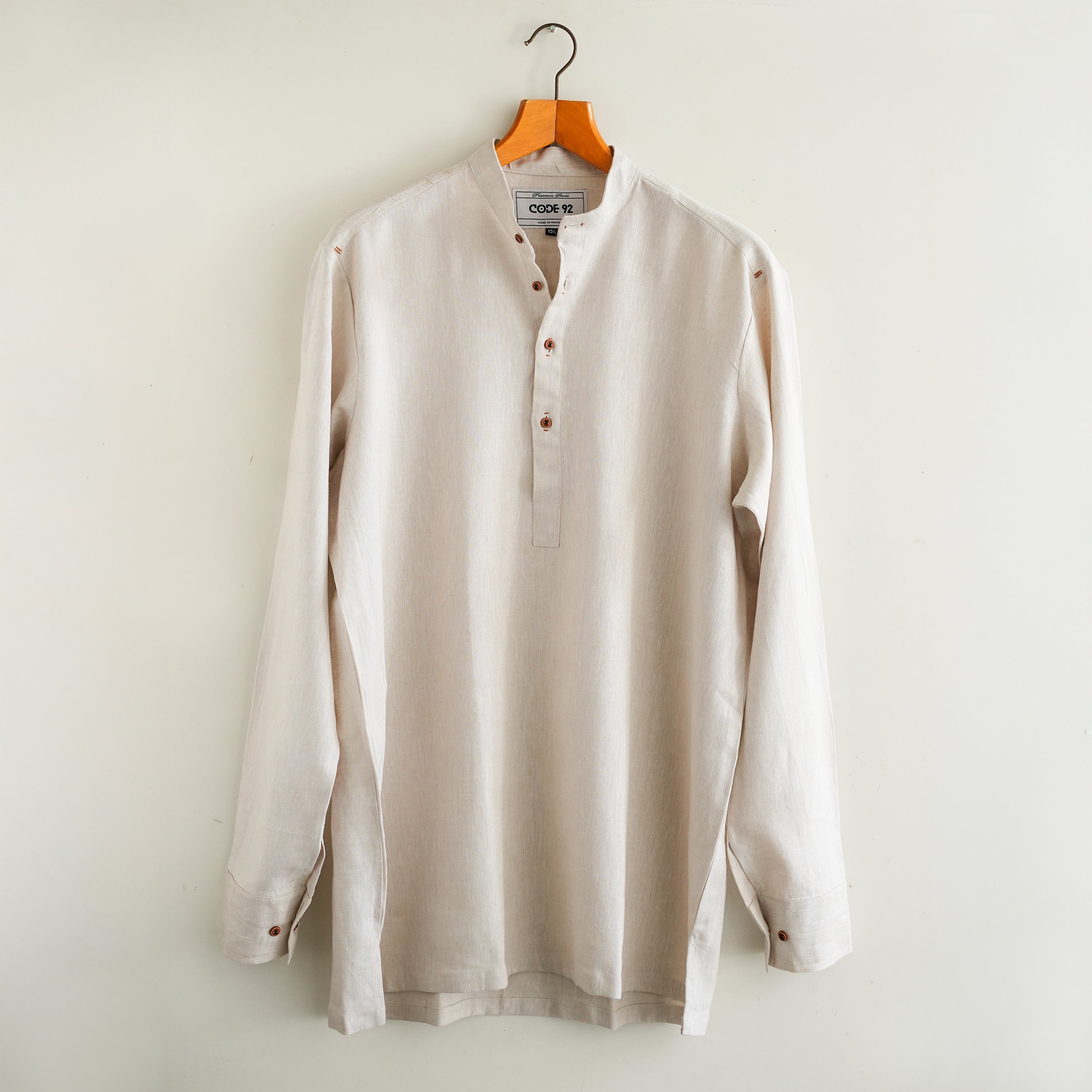 Beige Linen Short Kurta