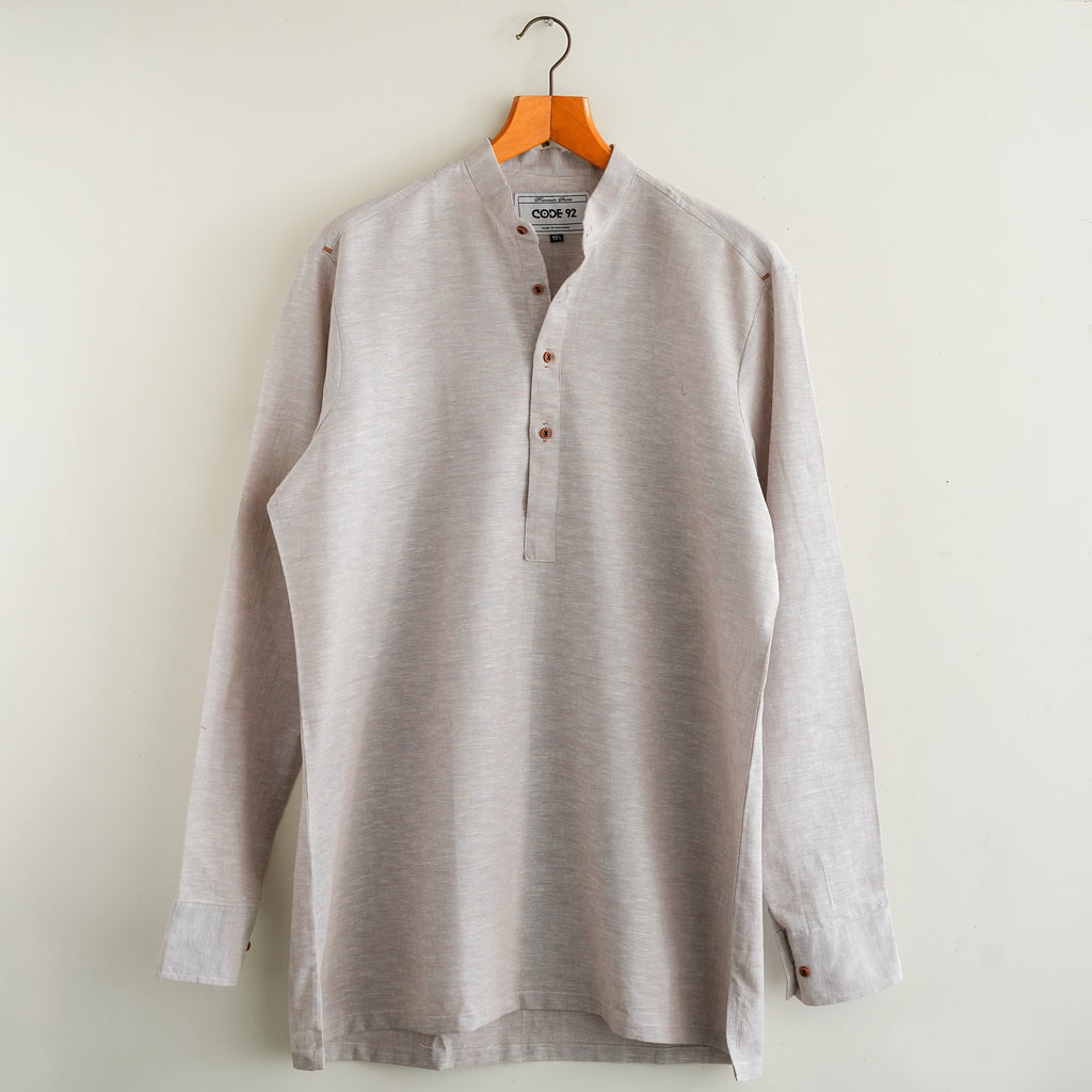 Ash Grey Cotton Short Kurta