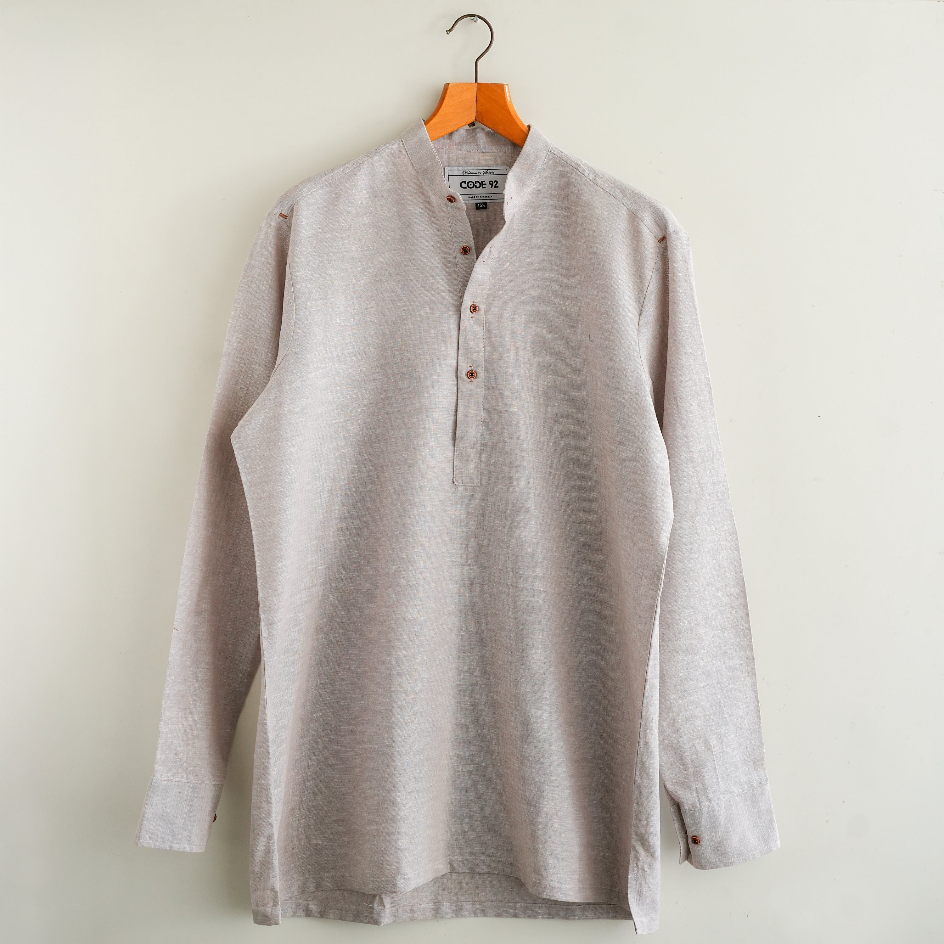 Ash Grey Cotton Short Kurta