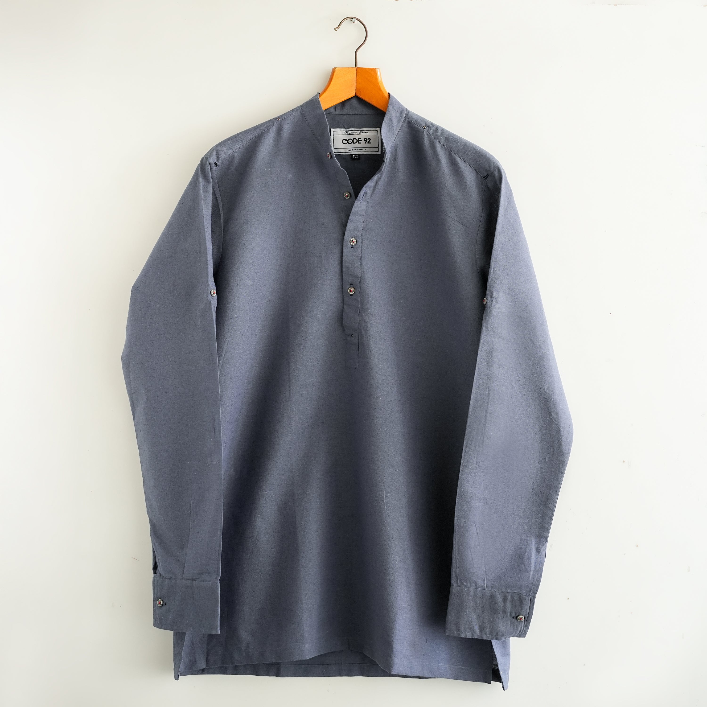 Ash Blue Cotton Short Kurta